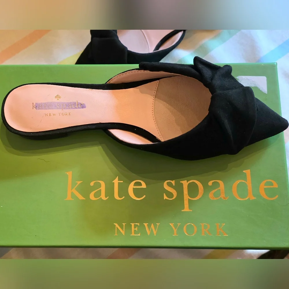 NEW!kate spade Black Pointed Toe Bow Slip-On - Picture 4 of 5